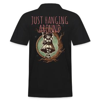 Just Hanging Around Lustiger Halloween Spruch - Männer Poloshirt - Schwarz - Hinten - Kai (181cm)