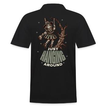 Lustiger Halloween Spruch Just Hanging Around - Männer Poloshirt - Schwarz - Hinten - Kai (181cm)