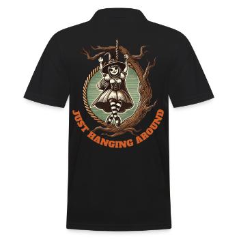 Just Hanging Around Lustiger Halloween Spruch - Männer Poloshirt - Schwarz - Hinten - Kai (181cm)