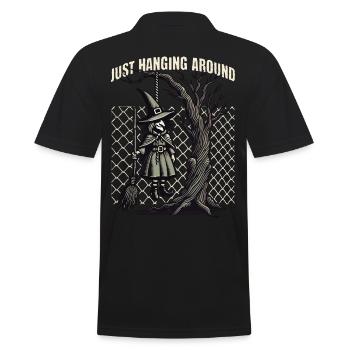 Just Hanging Around Halloween Hexen Spruch - Männer Poloshirt - Schwarz - Hinten - Kai (181cm)