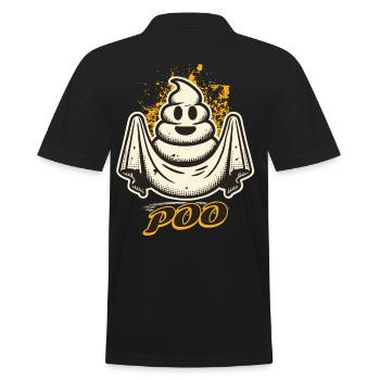 Lustiges Kackhaufen Gespenst Poo Anstatt Boo - Männer Poloshirt - Schwarz - Hinten - Kai (181cm)