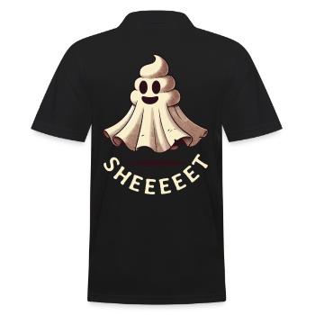 Lustiges Kackhaufen Gespenst Humorvolle Kacke - Männer Poloshirt - Schwarz - Hinten - Kai (181cm)