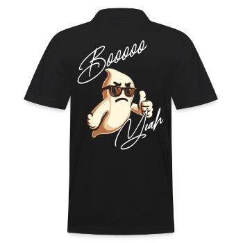 Boo yes Ghost Funny Saying Design - Men's Polo Shirt - black - Back - Kai (181cm)