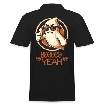 Boo yes Ghost Halloween Saying Design - Men's Polo Shirt - black - Back - Kai (181cm)
