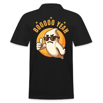 Boo Yeah Gespenst Lustiges Halloween Design - Männer Poloshirt - Schwarz - Hinten - Kai (181cm)
