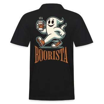 Funny Coffee Saying Spooky Ghosts - Men's Polo Shirt - black - Back - Kai (181cm)