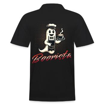Lustiger Kaffee Spruch Boorista Halloween Geist - Männer Poloshirt - Schwarz - Hinten - Kai (181cm)