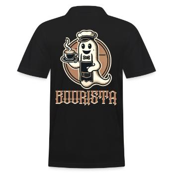 Lustiger Kaffee Spruch Boorista Halloween Geist - Männer Poloshirt - Schwarz - Hinten - Kai (181cm)