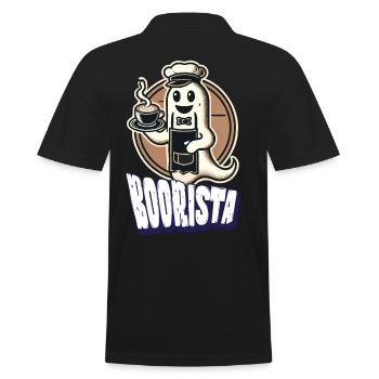 Lustiger Kaffee Spruch Boorista Halloween Geist - Männer Poloshirt - Schwarz - Hinten - Kai (181cm)
