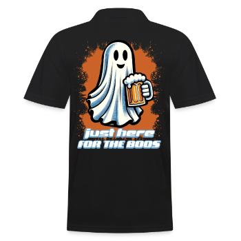 Funny Halloween Alcohol Lover Ghost Party - Men's Polo Shirt - black - Back - Kai (181cm)