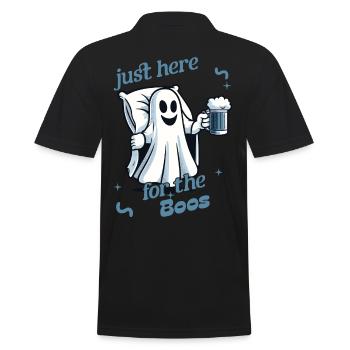 Funny Halloween Alcohol Lover Ghost Party - Men's Polo Shirt - black - Back - Kai (181cm)