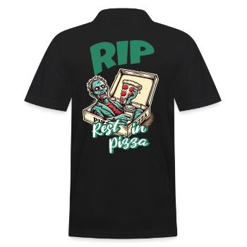 Effrayant Drôle Pizza Lover Zombie - Polo Homme - noir - Dos - Kai (181cm)