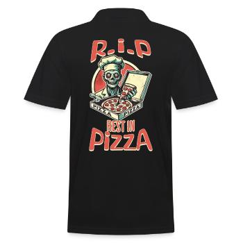 Effrayant Drôle Pizza Lover Zombie - Polo Homme - noir - Dos - Kai (181cm)