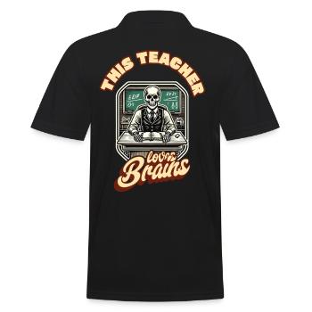 Funny Zombie Teacher Retro Vintage Halloween - Men's Polo Shirt - black - Back - Kai (181cm)