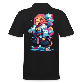 Samouraï Lion Esthétique Vaporwave Style Japon Art - Polo Homme - noir - Dos - Kai (181cm)
