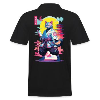 Conception esthétique Samurai Cat Vaporwave - Polo Homme - noir - Dos - Kai (181cm)