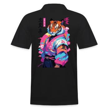 Tiger Yokai Vaporwave Aesthetic Samurai Art - Men's Polo Shirt - black - Back - Kai (181cm)