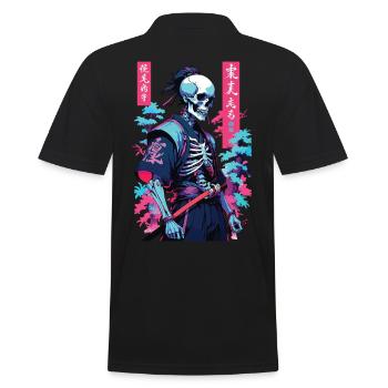 Oni squelette samouraï vaporwave esthétique japon style - Polo Homme - noir - Dos - Kai (181cm)