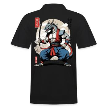 Dragon Samouraï Vintage Ukiyo-e Style - Polo Homme - noir - Dos - Kai (181cm)