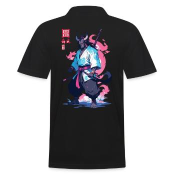 Samouraï Oni Yokai Esthétique Style Vaporwave - Polo Homme - noir - Dos - Kai (181cm)