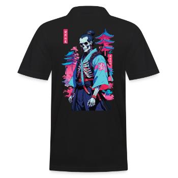 Oni Skeleton Samurai Vaporwave Aesthetic - Men's Polo Shirt - black - Back - Kai (181cm)