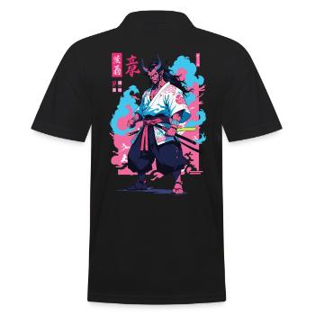 Samouraï Oni Yokai Esthétique Style Vaporwave - Polo Homme - noir - Dos - Kai (181cm)