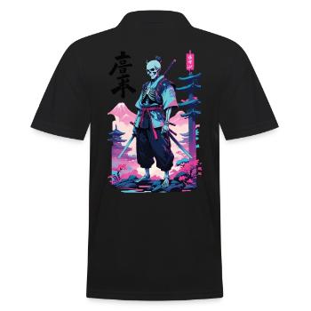 Oni Skeleton Samurai Vaporwave Aesthetic - Men's Polo Shirt - black - Back - Kai (181cm)