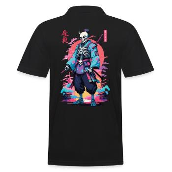 Oni Skeleton Samurai & Vaporwave Aesthetic Design - Men's Polo Shirt - black - Back - Kai (181cm)