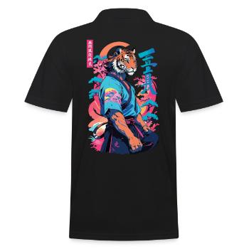Tiger Yokai Vaporwave Aesthetic Samurai Art - Men's Polo Shirt - black - Back - Kai (181cm)
