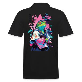 Grenouille Samouraï Esthétique Style Vaporwave Japon - Polo Homme - noir - Dos - Kai (181cm)
