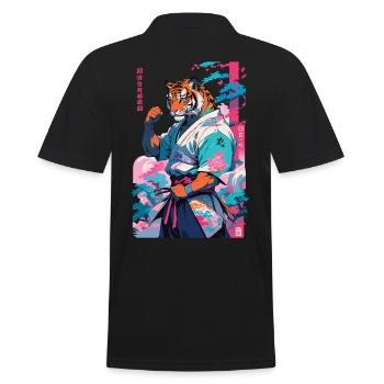 Tiger Yokai Vaporwave Aesthetic Samurai Art - Men's Polo Shirt - black - Back - Kai (181cm)