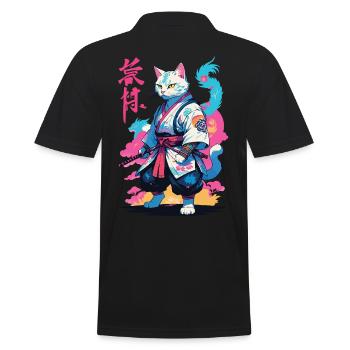 Samurai Katze Vaporwave Aesthetic Japan Kunst - Männer Poloshirt - Schwarz - Hinten - Kai (181cm)