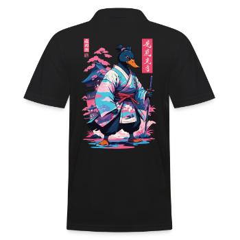 Samurai Duck Aesthetic Vaporwave Style Japanese - Men's Polo Shirt - black - Back - Kai (181cm)