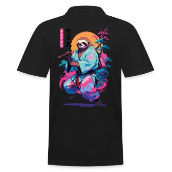 Esthétique Samouraï Paresseux Style Vaporwave - Polo Homme - noir - Dos - Kai (181cm)