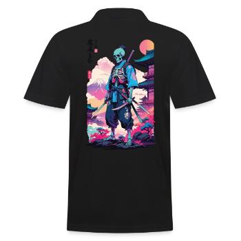 Oni Skeleton Samurai & Vaporwave Design esthétique - Polo Homme - noir - Dos - Kai (181cm)