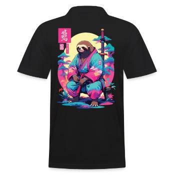 Samouraï paresseux dans le style esthétique Vaporwave - Polo Homme - noir - Dos - Kai (181cm)