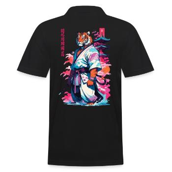 Tiger Yokai Vaporwave Aesthetic Samurai Kunst - Männer Poloshirt - Schwarz - Hinten - Kai (181cm)