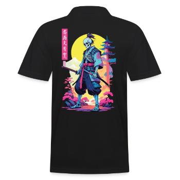 Oni Skeleton Samurai Vaporwave Aesthetic - Men's Polo Shirt - black - Back - Kai (181cm)