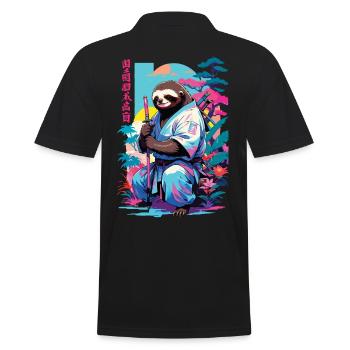 Esthétique Samouraï Paresseux Style Vaporwave - Polo Homme - noir - Dos - Kai (181cm)