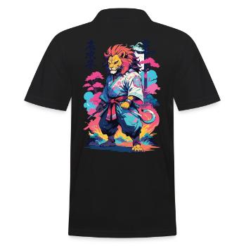 Samouraï Lion Esthétique Vaporwave Style Japon Art - Polo Homme - noir - Dos - Kai (181cm)