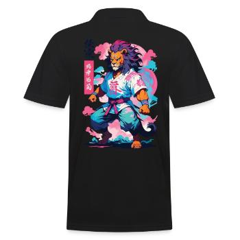 Samouraï Lion Esthétique Vaporwave Style Japon Art - Polo Homme - noir - Dos - Kai (181cm)