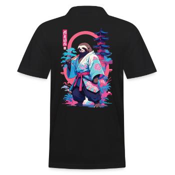 Esthétique Samouraï Paresseux Style Vaporwave - Polo Homme - noir - Dos - Kai (181cm)