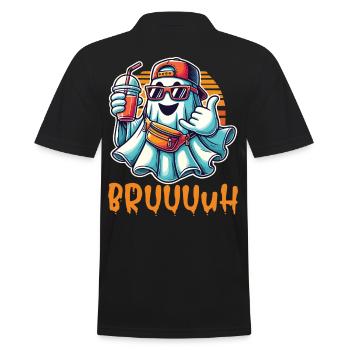 Unheimliches Lustiges Halloween Gespenst - Männer Poloshirt - Schwarz - Hinten - Kai (181cm)