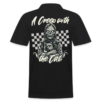 gruseliHalloween: A scary with the cat - Men's Polo Shirt - black - Back - Kai (181cm)
