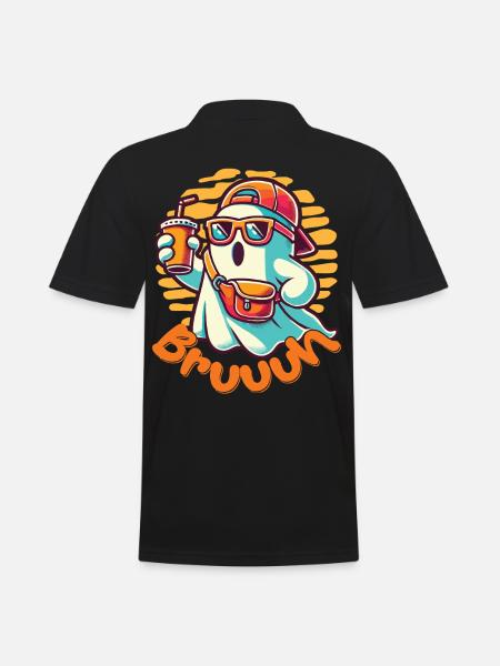Cool Halloween Ghost Says Bruh - Men's Polo Shirt - black