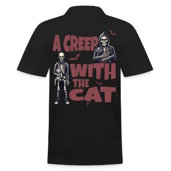 Une frayeur avec le motif du chat d’Halloween - Polo Homme - noir - Dos - Kai (181cm)