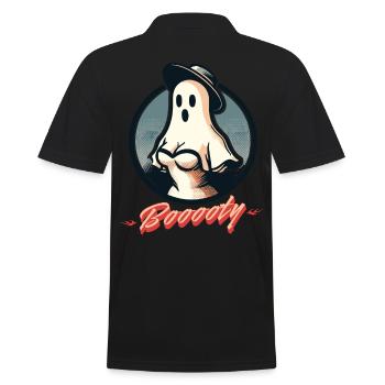 Lustiges retro Halloween Geisterspaß mit Booty - Männer Poloshirt - Schwarz - Hinten - Kai (181cm)