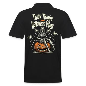 Lustiges Halloween Mit Dickem Oberschenkel - Männer Poloshirt - Schwarz - Hinten - Kai (181cm)