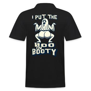 lustiger Gespenster Spruch i put the boo in booty - Männer Poloshirt - Schwarz - Hinten - Kai (181cm)