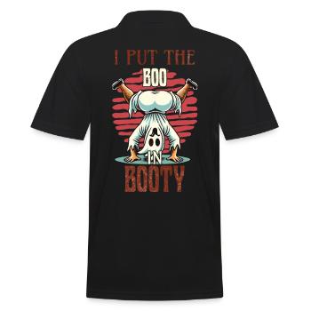 i put the boo in booty Humor Gespenst Design - Männer Poloshirt - Schwarz - Hinten - Kai (181cm)